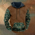 thumbnail image 2 of Men's Hoodies Colour Block Vintage Ethnic Style Printed Pullover Hooded Sweatshirts with Pockets Fall Sweatshirts Work Wear Sweaters Fleece Lined Hoody Long Sleeve Tops Hoodie for Men, 2 of 3