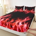 thumbnail image 3 of jejeloiu Red Black Flame Queen Sheet Sets,3D Fire Flat Sheet,Cool Flames Queen Fitted Sheet For Boys,Breathable Bedroom Decorative,4 Pieces, 3 of 7