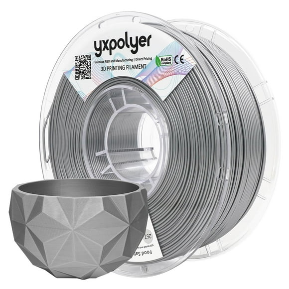 Filamento de Impresión 3D YXPOLYER PLA Seguro para Alimentos 1.75 mm 1kg Plata