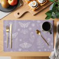 thumbnail image 2 of Purple Butterfly Botanical Placemats Set of 4 Summer Plants Line Art Place Mats Indoor Wipeable Table Mats Washable Cloth Dining Table Placemats for Kitchen Holiday Party Home Decor 13x19 Inch, 2 of 9