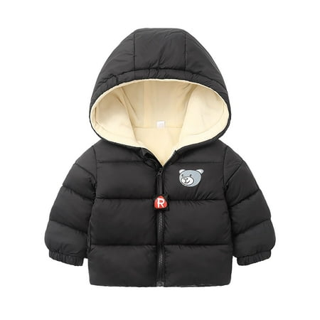 

QWERTYU Toddler Baby Child Children Kids Boy Girls Fleece Coat Fall Winter Hooded Thicken Outerwear Long Sleeve Zip Up Jackets 1Y-9Y