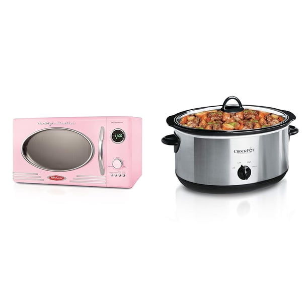 Horno microondas Nostalgia Retro 0.9 pies cúbicos 800 W y Crock-Pot 7Qt