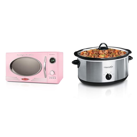 Horno microondas Nostalgia Retro 0.9 pies cúbicos 800 W y Crock-Pot 7Qt
