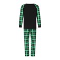 thumbnail image 4 of Acuteok Family Matching Christmas Pajamas, Elf Letter Print Long-Sleeved Tops + Plaid Pattern Trousers Glow at Night Sleepwear, 4 of 10