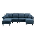 thumbnail image 5 of Reversible L-Shape Sectional Sofa Couch, Comfy Soft Chaise Sectional Sofas, Convertible Couch with Chaise and Removable Ottoman, U Shaped Sectional Couch for Living Room Apartment, Navy, 5 of 7