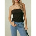 thumbnail image 3 of KelaJuan Women's Summer Fashion Tube Tops Sleeveless Open Back Off Shoulder Ruched Bandeau, 3 of 6