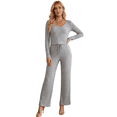 thumbnail image 1 of Conjunto 2 Piezas Blusa Manga Larga Y Pantalón Ajuste Cómodo Sofisticado para Mujer, 1 of 5