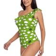 thumbnail image 3 of Yiaed Funny Sheep Doing Yoga Print Women One Piece Swimsuits Tummy Control One Shoulder Bathing Suits Pattern Ruffle Swimwear-Small, 3 of 8
