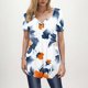 thumbnail image 5 of Camisas de Manga Corta para las Mujeres Casual V-Cuello Imprimir Top, Moda Poliéster/Spandex Blusa de Verano para Diario, 5 of 6