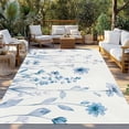 thumbnail image 2 of Blue Spring Floral Outdoor Rug for Patio/Deck/Porch, Non-Slip Large Area Rug 4 x 6 Ft, Summer Flowers Botanical Elegant Indoor Outdoor Rugs Washable Area Rugs, Reversible Camping Rug Carpet Runner, 2 of 8