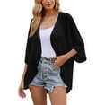 thumbnail image 2 of bbyeadc Plus Size Shrug 3/4 Sleeve Chiffon Cardigans for Women Lightweight Open Front Shrug Cardigan Solid Color Dressy Casual Cute Duster Cardigans, Black XL, 2 of 6