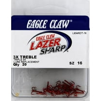 Lazer Sharp L934RDTH-16 Regular Shank Hook, Red, Size 16