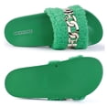 thumbnail image 2 of EastVita Womens Furry Slippers Open Toe House Casual Flat Slides Sandals Indoor Outdoor, 2 of 10