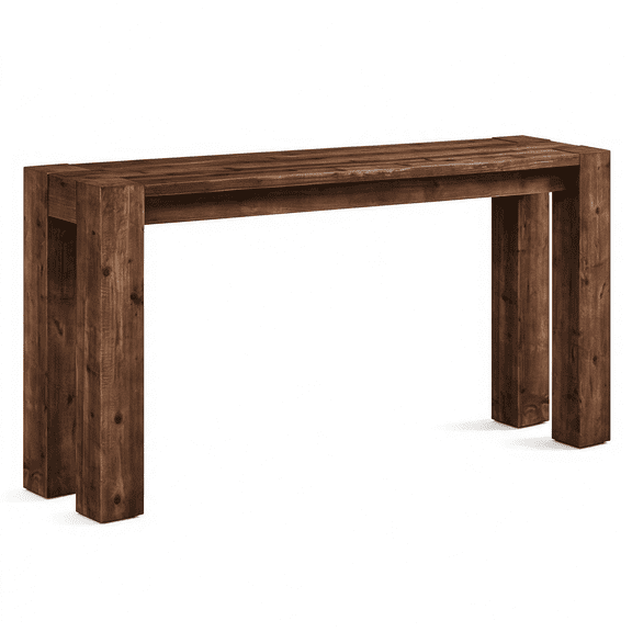 Solid Wood Farmhouse Console Table, Rustic Entryway Sofa Table with Widened Legs, Max 350LBS Weight Capacity for Hallway Behind Couch