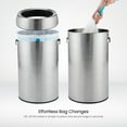 thumbnail image 3 of Home Zone Living 16 Gallon Stainless Steel Open Top Trash Can with Round Design, Silver, 3 of 7