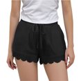 thumbnail image 2 of QQAMB Girls' Cotton Linen Shorts Elastic Waisted Drawstring Lace Solid Color Summer Loose Comfy Shorts with Pocket,7 Years, 2 of 8