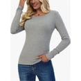 thumbnail image 3 of Women's Shirt Round Neck Fitted Top Casual Bottom Shirt Slim Basic T Shirt, 3 of 4