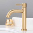 thumbnail image 2 of Grifo monomando para lavabo de baño con acabado dorado cepillado, material 304, 2 of 2