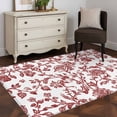 thumbnail image 5 of 4x6 Area Rugs, Red Boho Flower Non-Skid Rubber Backing Large Rectangle Rugs - Living Room Bedroom Home Office, Vintage Paisley Farmhouse Pattern Indoor Floor Mat Carpets Washable Rug, 5 of 9