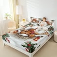 thumbnail image 4 of Feelyou Brown Gingerbread Man Full Size Sheets for Child, Cartoon Xmas Tree Bed Sheets, Winter Flower Plant Sheet Sets, Luxury Bedroom Decor, 4 Pieces, 4 of 7