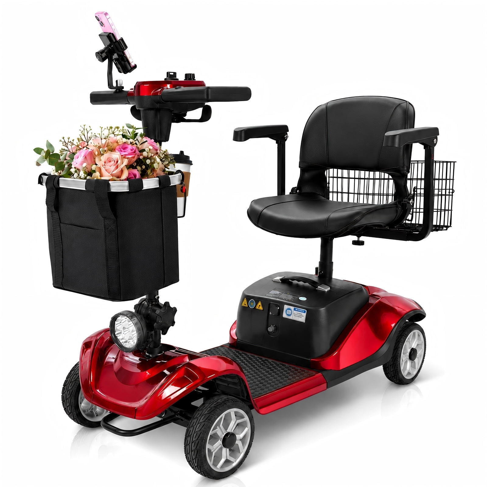 4 Wheel Mobility Scooter for Seniors&Adults,15 Miles Foldable Electric Mobility Scooter,350W Powered Electric Wheelchair Device for Adults 300 lbs,LED Lights,Basket,Compact Mobile for Travel