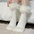thumbnail image 2 of Soyumi Casual Womens Cloud Socks Stance Pilates Socks Plush Thick Comfort Cute Grip Socks Cotton Alpaca Breathable Heated Socks Crew Socks Running Fuzzy Socks Long Winter Feetures Slipper, White, 2 of 4