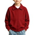 thumbnail image 2 of Atogsazn Kids Boys Waffle Full Zip Hoodies Childrens Casual Long Sleeve Collared Jacket Fall Winter Tops Outerwear Red 13-14 Years Fashion, 2 of 9