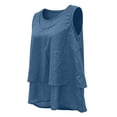 thumbnail image 4 of WCJM Women's Tanks Flowy Chiffon Sleeveless Blouse for Women Double Layers Crewneck Tank Top Ladies Summer White Tunic Shirt（Blue,S）, 4 of 7