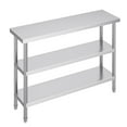 thumbnail image 3 of KFFKFF Stainless Steel Food Preparation Table, 14 x 48 x 34 Inches, Industrial Kitchen Worktable, Includes 2 Modifiable Lower Shelves, Robust Prepping Table and Metal Workstation, 3 of 8