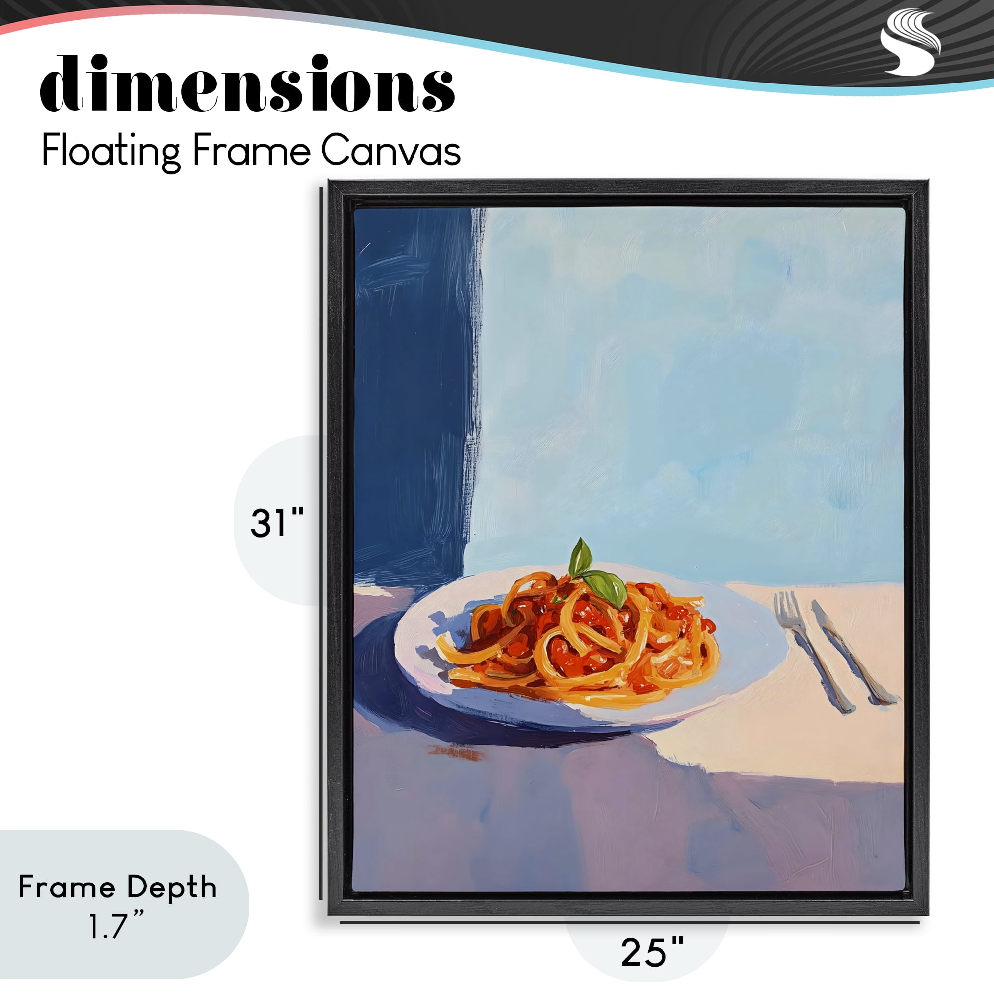 Stupell Industries Italian Spaghetti on Plate Black Framed Floater Canvas Wall Art, design by The Prints Vibe