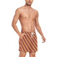 thumbnail image 4 of FORMRS Mens Swim Trunks Mesh Liner Quick Dry Casual Beach Board Shorts with Pockets, Sizes S-2XL, Red Stripes Pattern, 4 of 9