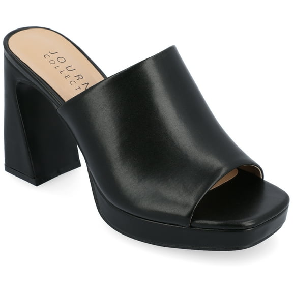Journee Womens Ezzlynn Structured Heel Slip On Platform Dress Sandals