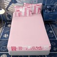 thumbnail image 4 of Erosebridal Pink Gymnastics Word Print Zipper Twin Comforter Sets with Fitted Sheet and 2 Pillowcases,Dancer Silhouette Pale Pink Base Accent Zipper Bedding Set,Blush White,4-Piece,Pink Reversible, 4 of 6