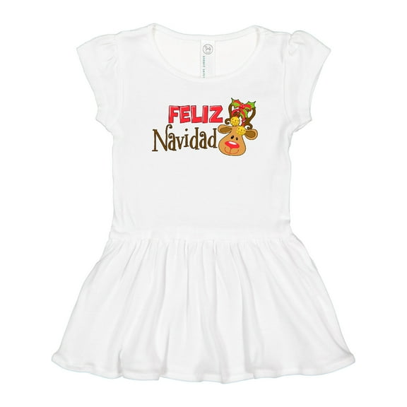 Inktastic Christmas Feliz Navidad with Cute Reindeer Girls Toddler Dress