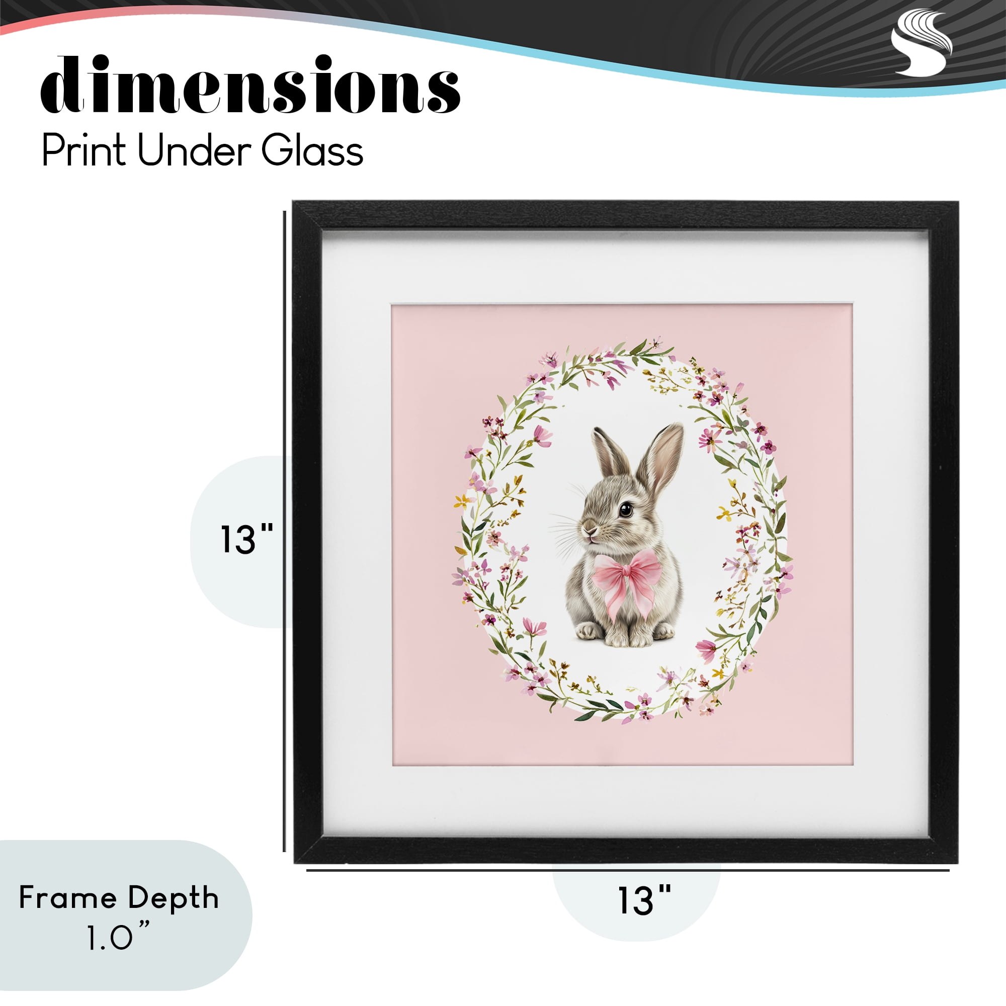 Stupell Industries Blush Pink Bunny Black Framed Print Under Glass, design by Christine Simpson Art