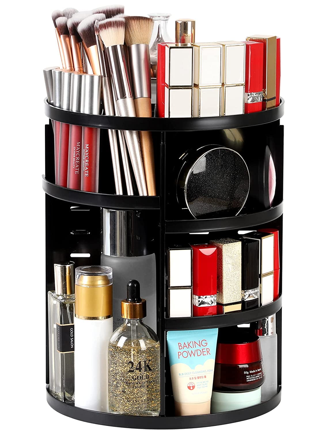 TAOMEE 360 Rotating Makeup Organizer,DIY Adjustable Spinning Holder