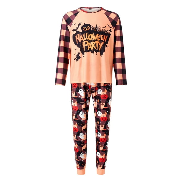 Conjuntos De Pijamas A Juego De La Familia De Halloween Estampado De Dibujos Animados A Cuadros Con Letras XBTCLXEBCO XL Papa Moreno Walmart en linea