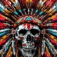 thumbnail image 6 of Orinice Skull Feathers Psychedelic Art Round Table Cover Stain Resistant Washable Indoor Outdoor Tablecloth Kitchen Dining Wedding Parties 100% Polyester Fiber 46-50, 6 of 8