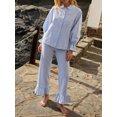thumbnail image 4 of Michellecmm  Women Pajamas Lounge Set Plaid Flare Cuff Shirts Tops and Pants, 4 of 9
