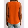 thumbnail image 6 of Women V Neck Ruffle Hem Tank Top Sleeveless Flowy Peplum Blouse Casual Tangerine Color XL, 6 of 7