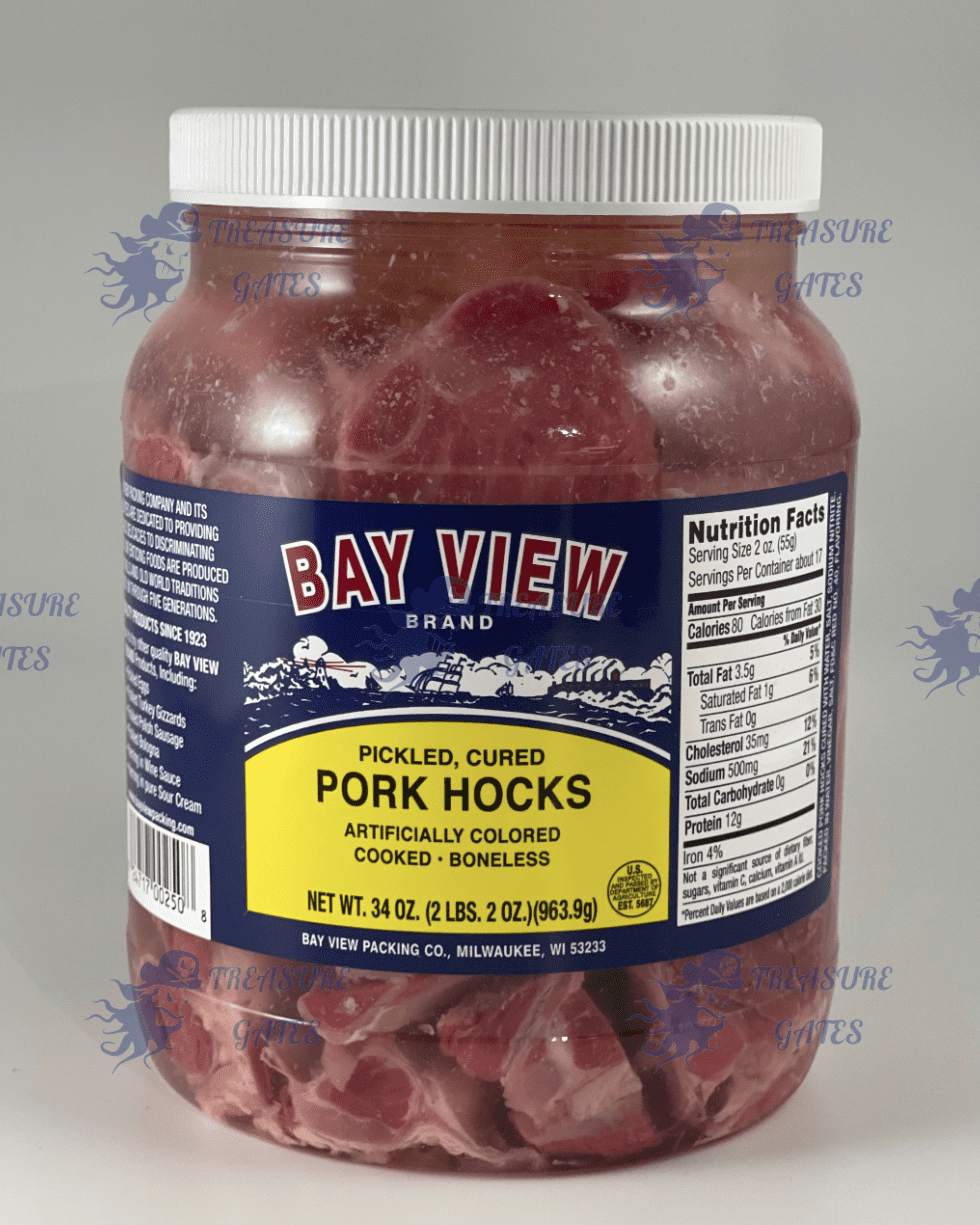 Bayview Brand Tavern Style Pickled Pork Hocks 34 oz. Jar Bar Food