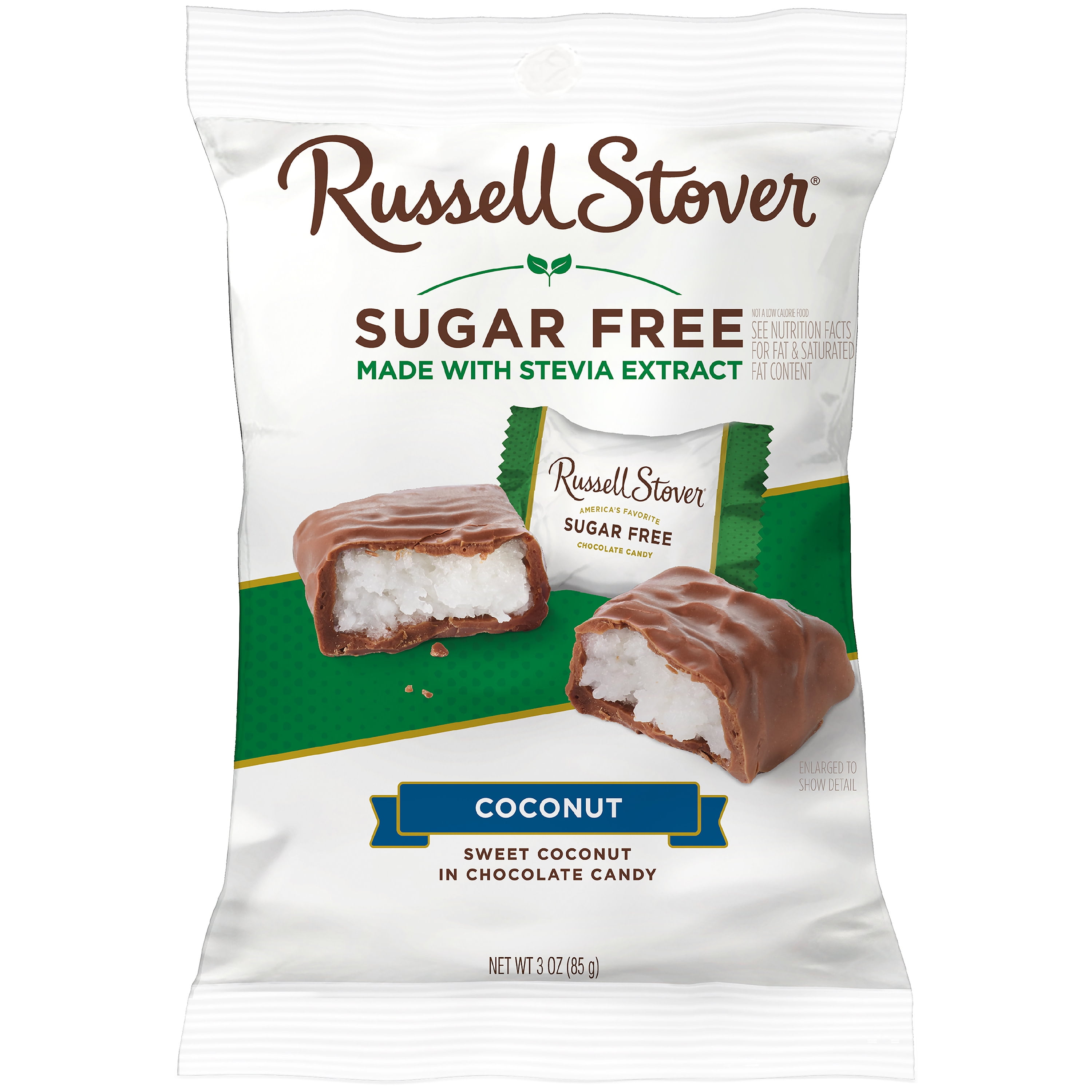 RUSSELL STOVER Sugar Free Dark Chocolate Candy, 3 oz. bag (≈ 6 pieces)