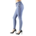 thumbnail image 4 of Fashion2Love Women's Juniors Colombian Design Butt Lift Push Up Mid Waist Skinny Jeans, 4 of 9