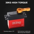 thumbnail image 4 of Lot de 4 Servo Numérique Haute Couple 30KG avec Boîtier en Alliage d'Aluminium Rouge & PBT, Rotation 270°, 5 Engrenages en Acier Inoxydable, 2 Roulements BB, Bras Servo Orange 25T, Tension 4.8-7.2V, Vitesse 0.17-0.24sec/60°, 4 of 6