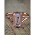 thumbnail image 2 of Sale: 1.25 Carat Peach Pink Morganite (emerald cut Morganite) and Diamond Split Shank Halo Engagement Ring in 10k Rose Gold Cheap Sale, 2 of 2