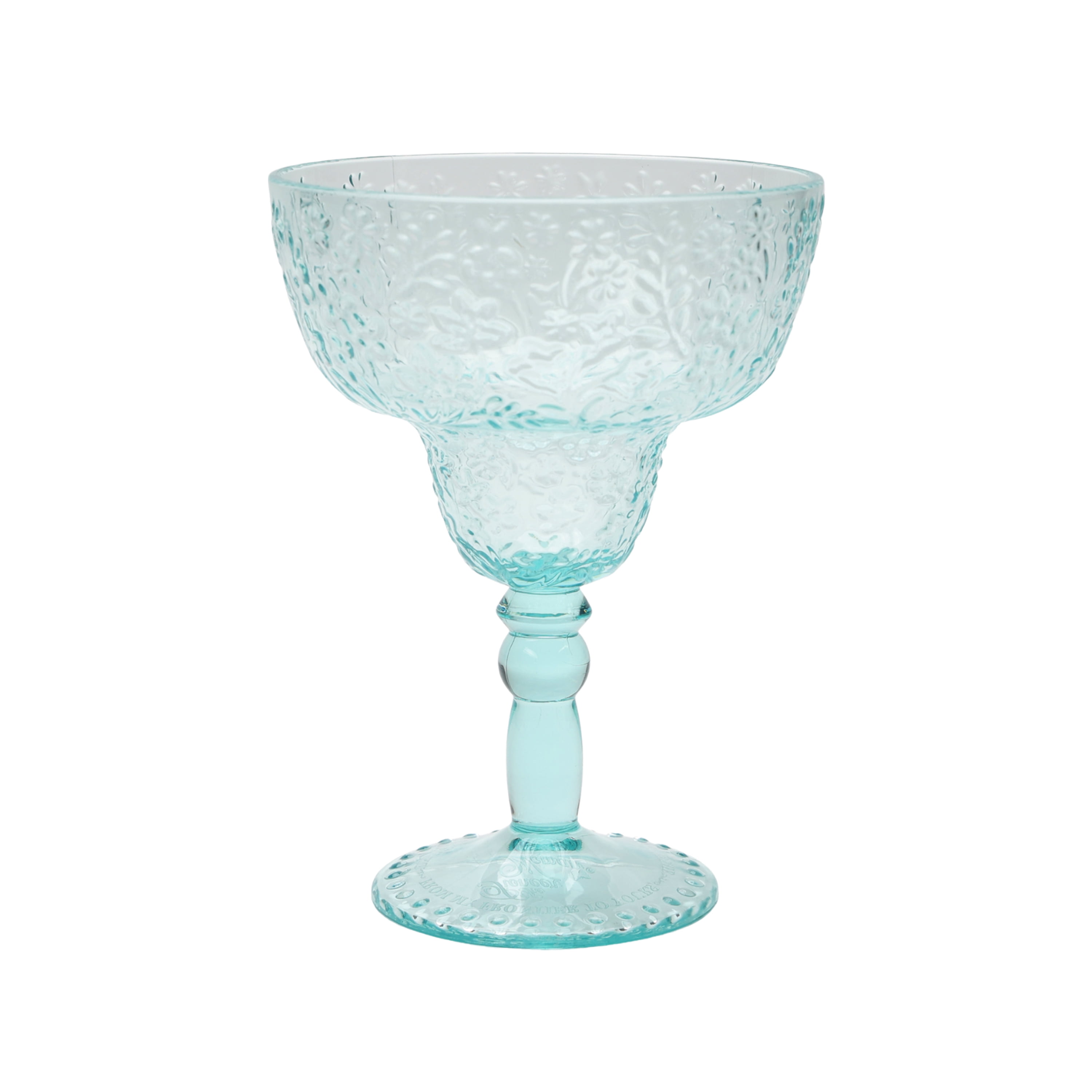 (2 pack) The Pioneer Woman Ditsy 14-Ounce Tritan Margarita Cocktail Glass, Teal