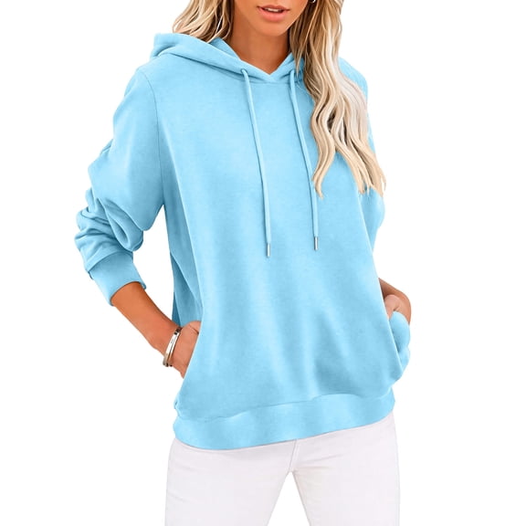 JOANKDMI Pullover Hoodies for Women Long Sleeve Sweatshirts with Pocket Drawstring Hooded Tops Casual Loose Fit Fall Clothes Basic Athletic Sport Activewear