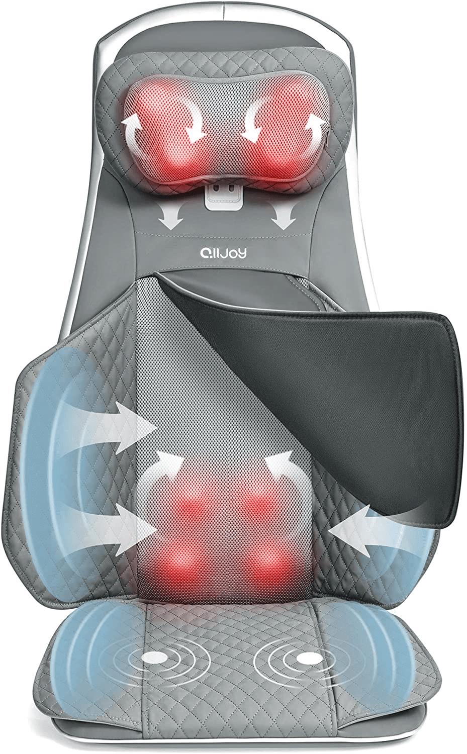 ALLJOY Shiatsu Back Neck Massager with Heat,Back Massager Chair Pad for