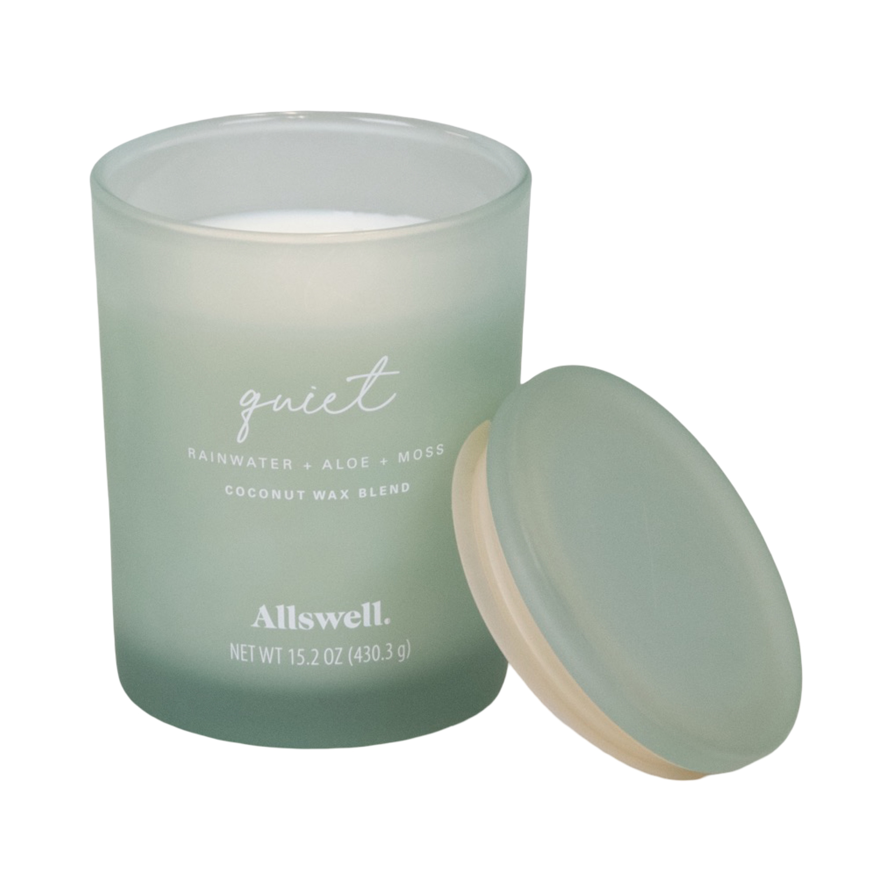 Allswell Quiet (Rainwater + Aloe + Moss) Scented 2-Wick Spa Jar Candle 15.2oz.