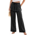 thumbnail image 6 of Noric Women Straight Leg Peplum Pants with Pockets High Waisted Drawstring Casual Summer Flowy Palazzo Pants Loose Fit, 6 of 7